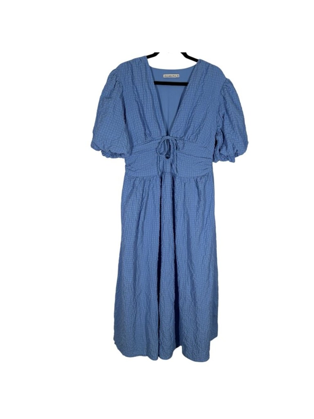 Abercrombie & Fitch Women LP French Blue Tie-Front Textured Maxi Dress NWOT - Picture 3 of 16